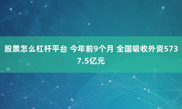 股票怎么杠杆平台 今年前9个月 全国吸收外资5737.5亿元