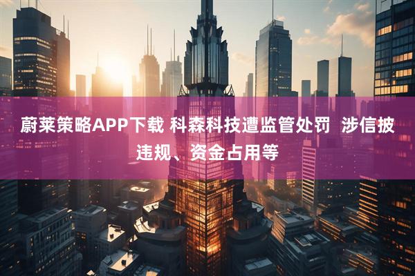 蔚莱策略APP下载 科森科技遭监管处罚 涉信披违规、资金占用等