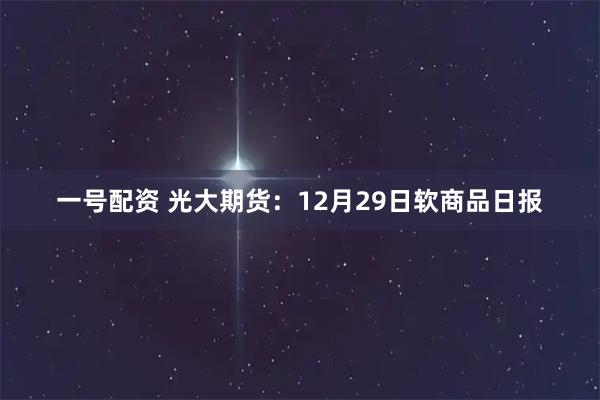 一号配资 光大期货：12月29日软商品日报